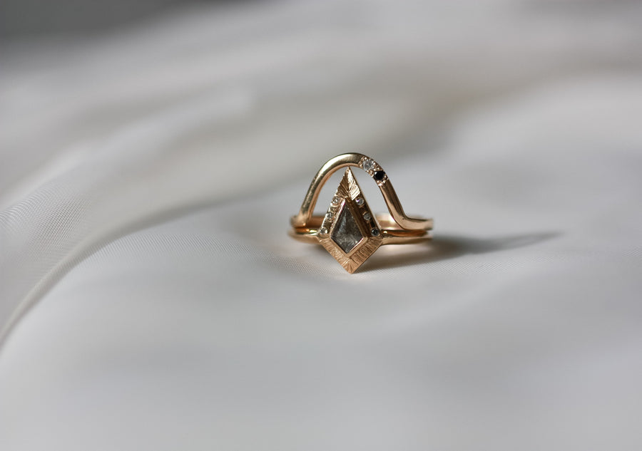 Bold & Timeless: 14k gold Bristow ring w/ black & white diamonds.